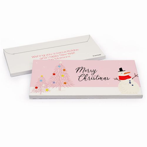 Deluxe Personalized Christmas Blush Chocolate Bar in Gift Box
