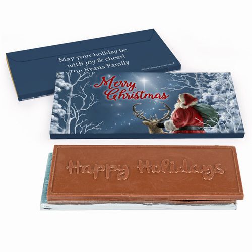 Deluxe Personalized Christmas Silent Night Santa Chocolate Bar in Gift Box