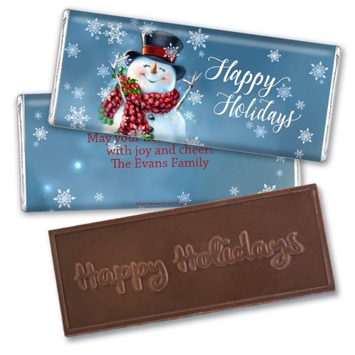 Personalized Embossed Chocolate Bar - Christmas Jolly Snowman