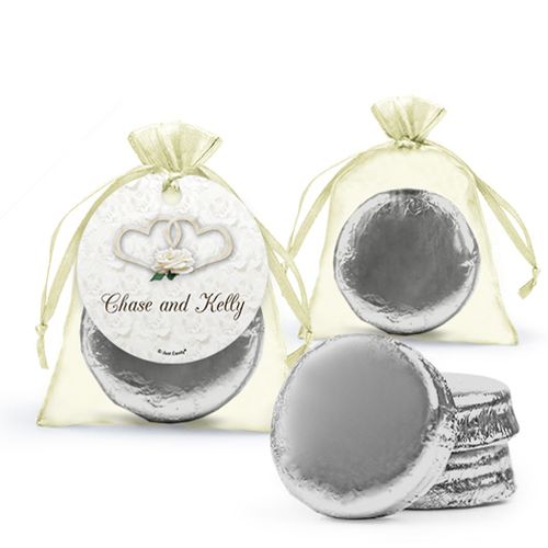 Personalized Wedding Favor Assembled Organza Bag Hang tag Filled with Chocolate Covered Oreo Cookie