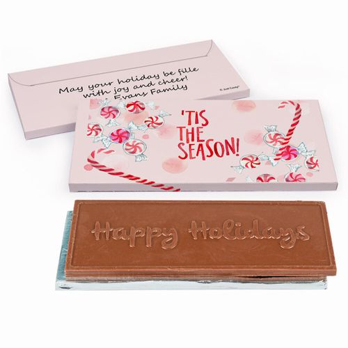 Deluxe Personalized Christmas Tis the Season Chocolate Bar in Gift Box