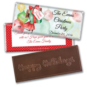 Pretty PackageEmbossed Happy Holidays Bar Personalized Embossed Chocolate Bar Assembled