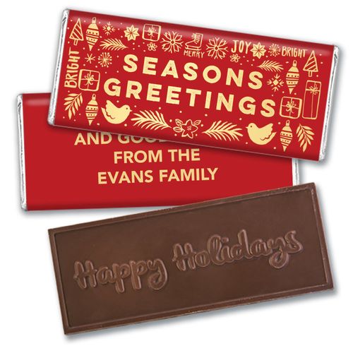 Personalized Bonnie Marcus Embossed Chocolate Bar - Christmas Season's Greetings