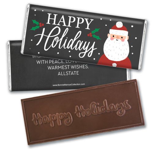 Personalized Bonnie Marcus Embossed Chocolate Bar & Wrapper - Christmas Snowy Santa