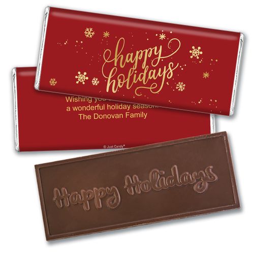 Personalized Happy Holidays Embossed Chocolate Bar