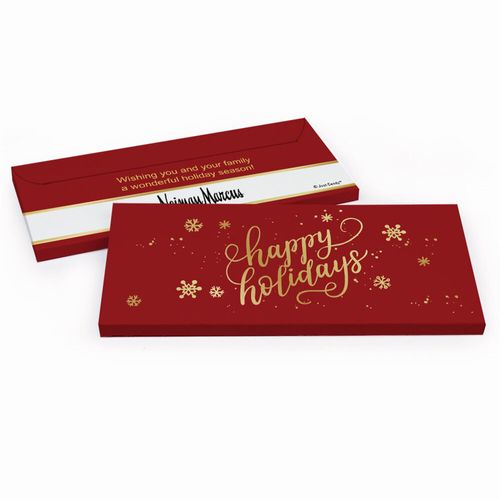 Deluxe Personalized Happy Holidays Add Your Logo Chocolate Bar in Gift Box