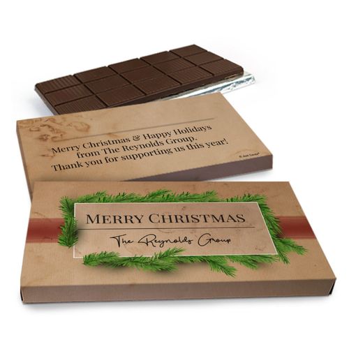 Deluxe Personalized Brown Paper Packages Christmas Chocolate Bar in Gift Box (3oz Bar)