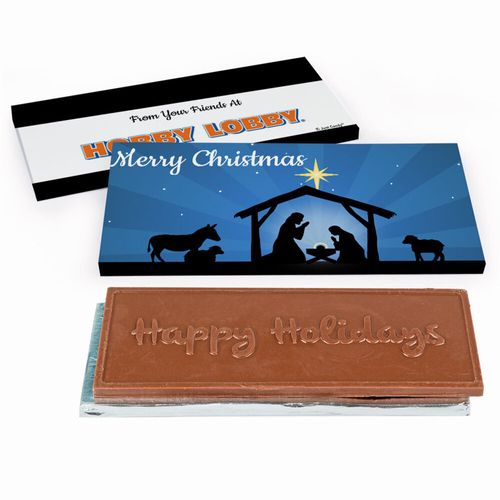 Deluxe Personalized Holy Night Nativity Christmas Chocolate Bar in Gift Box