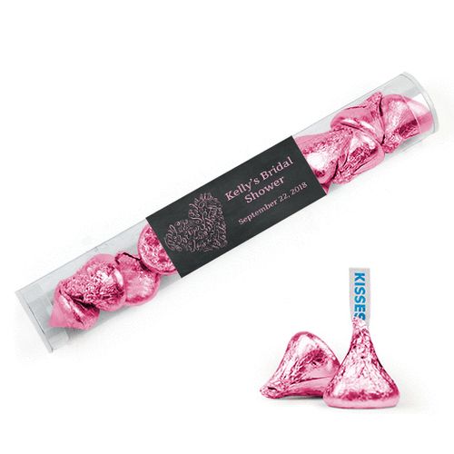 Personalized Bridal Shower Favor Assembled Clear Tube Filled with Hershey's Kisses