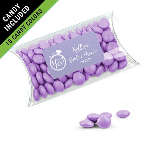 Personalized Bridal Shower Favor Assembled Pillow Box Filled with Just Candy Milk Chocolate Minis