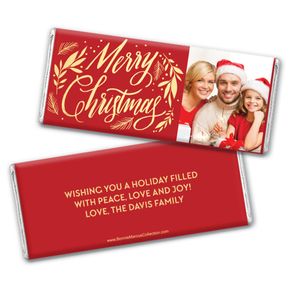 Personalized Bonnie Marcus Chocolate Bar & Wrapper - Festive Leaves Photo