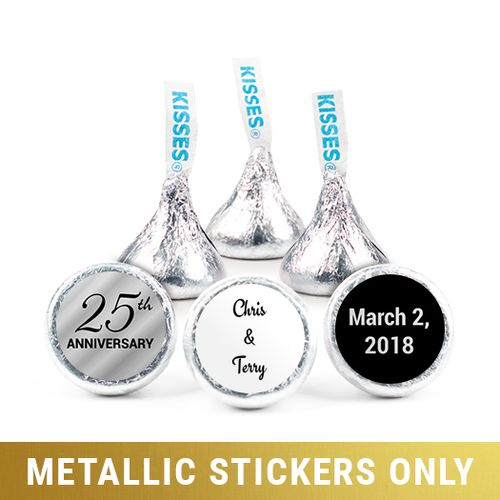 Personalized 3/4" Stickers - Metallic Anniversary 25th (108 Stickers)