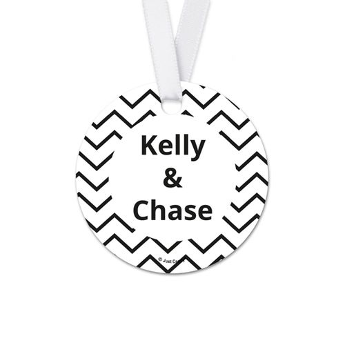 Personalized Chevron Wedding Round Favor Gift Tags (20 Pack)