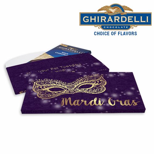 Deluxe Personalized Golden Elegance Mardi Gras Chocolate Bar in Gift Box