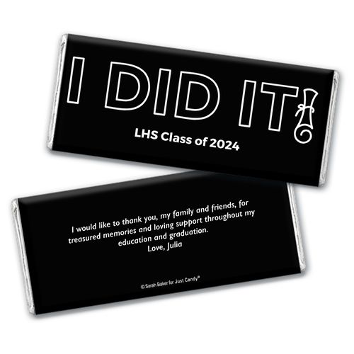 Personalized Graduation I Did It! Chocolate Bar and Wrapper