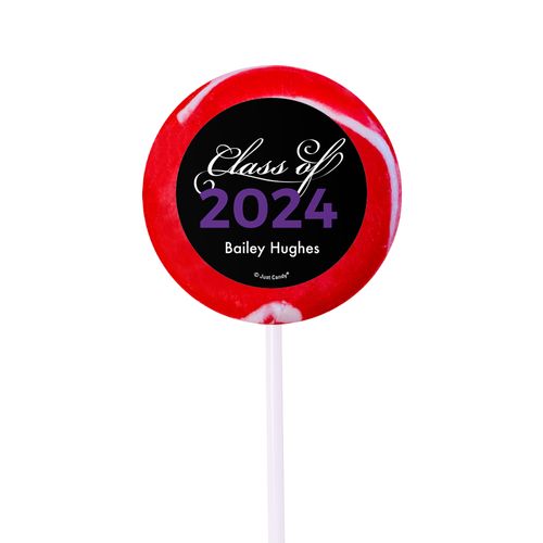 Personalized Graduation Script Small Red Swirly Pop (24 Pack)