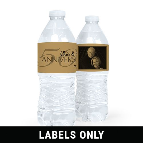 Personalized Anniversary 50th Anniversary Photo Water Bottle Sticker Labels (5 Labels)