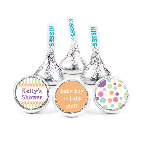 Baby Shower Orange Stripe Personalized Hershey's Kisses Candy