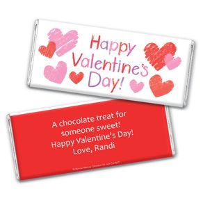 Personalized Valentine's Day Red and Pink Hearts Hershey's Chocolate Bar & Wrapper