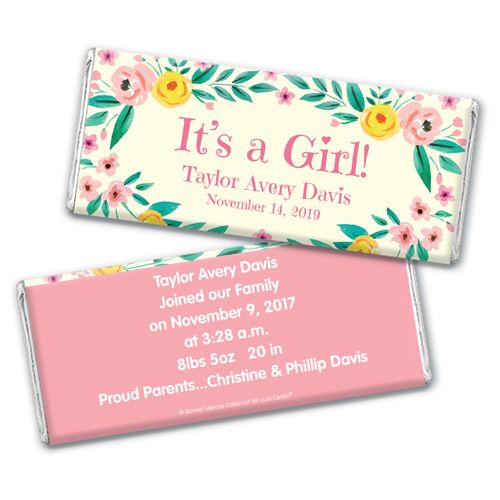Bonnie Marcus Collection Personalized It's a Girl Flowers Birth Announcement