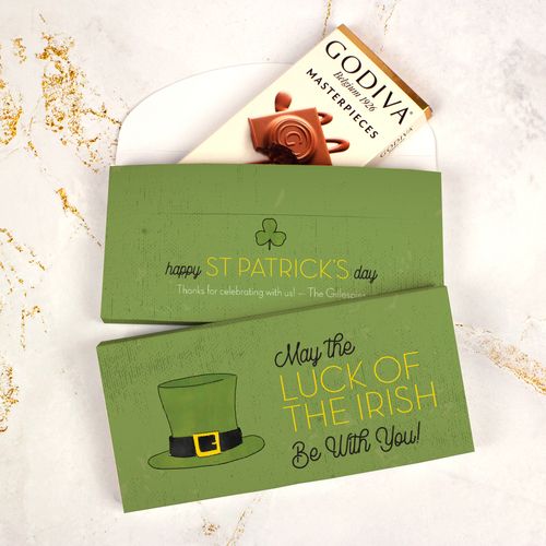 Deluxe Personalized St. Patrick's Day Irish Hat Godiva Chocolate Bar in Gift Box (3.1oz)