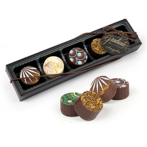 Personalized Bonnie Marcus Graduation Chalkboard Gourmet Belgian Chocolate Truffle Gift Box (5 Truffles)