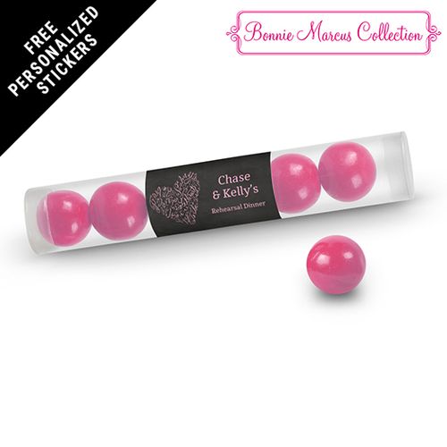 Bonnie Marcus Collection Personalized Gumball Tube Sweetheart Swirl Rehearsal Dinner (12 Pack)