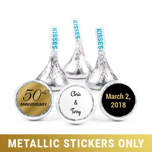 Personalized 3/4" Stickers - Metallic Anniversary 50th (108 Stickers)