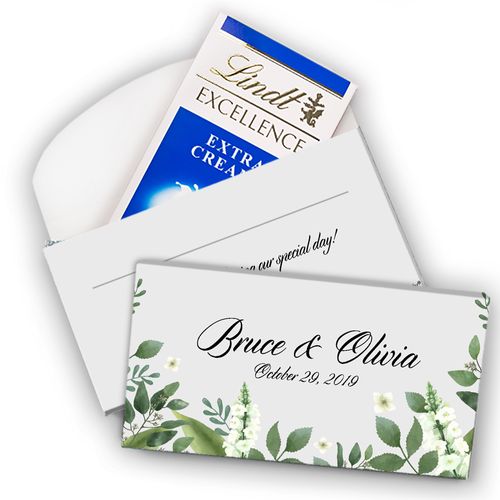 Deluxe Personalized Wedding Botanical Garden Lindt Chocolate Bar in Gift Box (3.5oz)