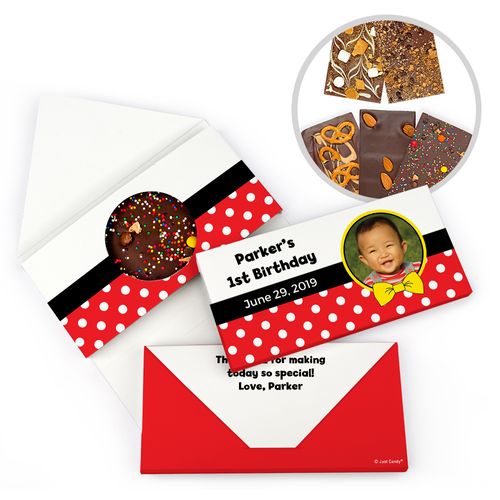 Personalized Mickey Themed Photo Birthday Gourmet Infused Belgian Chocolate Bars (3.5oz)