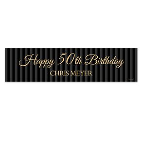 Personalized 50th Regal Pinstripe Birthday 5 Ft. Banner