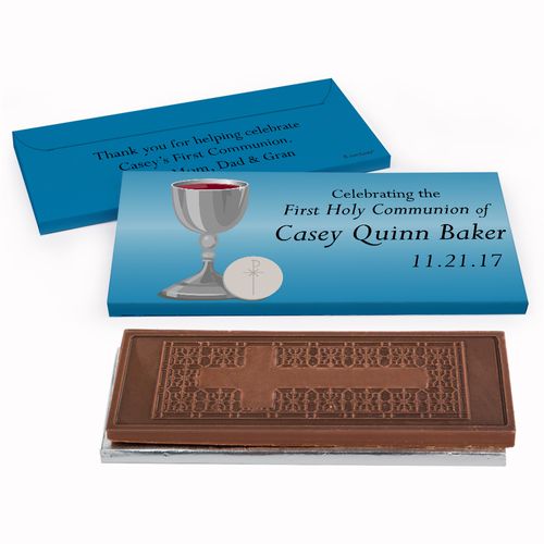 Deluxe Personalized Classic First Communion Embossed Chocolate Bar in Gift Box