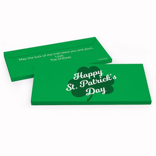 Deluxe Personalized Clover St. Patrick's Day Chocolate Bar in Gift Box