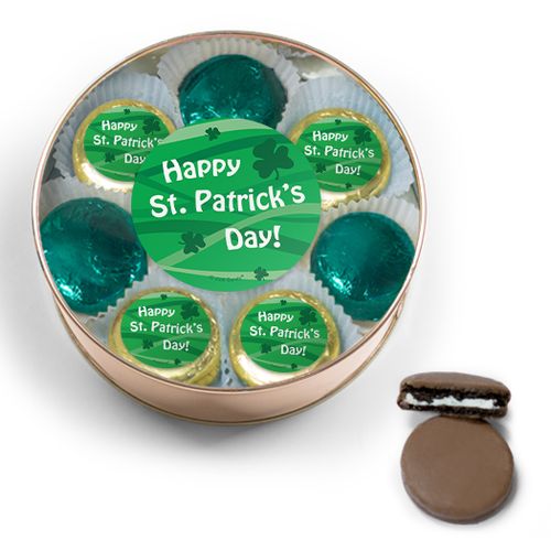 Happy St. Patrick's Day Chocolate Covered Oreo Cookies Extra-Large Plastic Tin