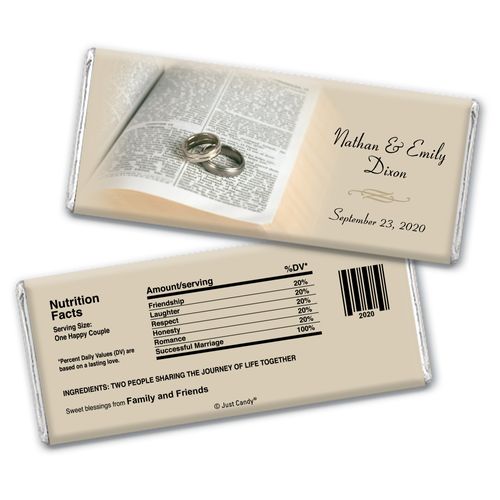Bible & Rings Personalized Candy Bar - Wrapper Only