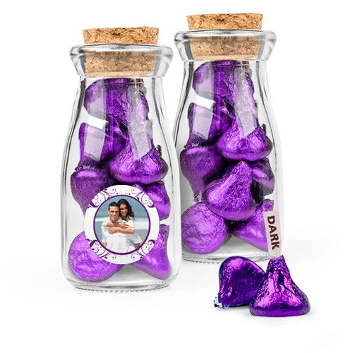 Personalized Anniversary Favor Assembled Glass Bottle with Cork Top Filled with Hershey's Kisses