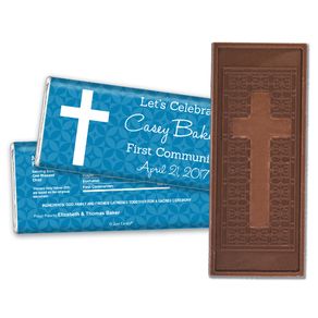Communion Embossed Cross Chocolate Bar Initial Cross