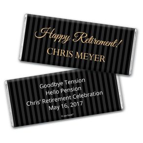 Pinstripe Retirement Personalized Candy Bar - Wrapper Only