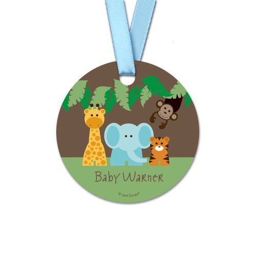 Personalized Baby Shower Jungle Safari Round Favor Gift Tags (20 Pack)