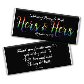 Personalized Chocolate Bar & Wrapper - Lesbian Wedding Hers & Hers Rainbow