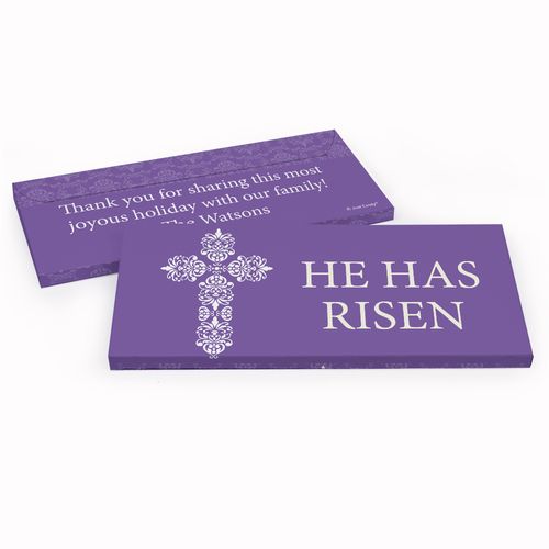 Deluxe Personalized Purple Cross Easter Candy Bar Favor Box