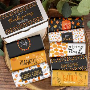 Personalized Thanksgiving Autumn Leaves - Belgian Chocolate Bars Gift Box - 8 Pack