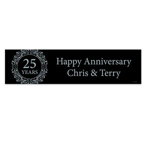 Personalized Anniversary Silver 25th 5 Ft. Banner