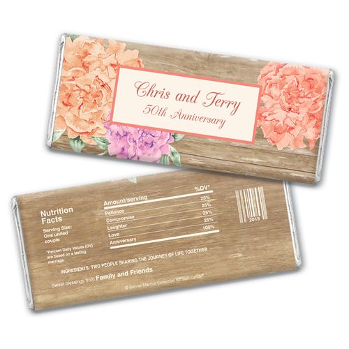 Blooming Joy Anniversary Party Favor Personalized Candy Bar - Wrapper Only