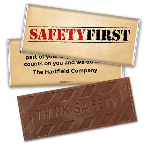 Personalized Embossed Think Safety Chocolate Bar "Safety First" National Safety Month