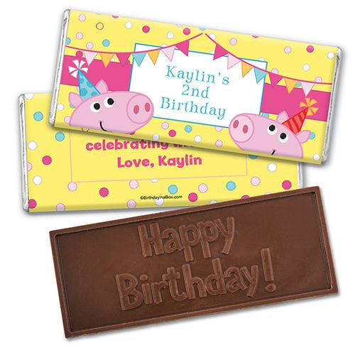 Personalized Birthday Pigs & Dots Embossed Happy Birthday Chocolate Bar