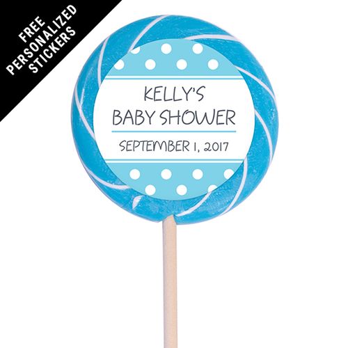 Baby Shower Personalized 3" Swirly Pop Polka Dot (12 Pack)