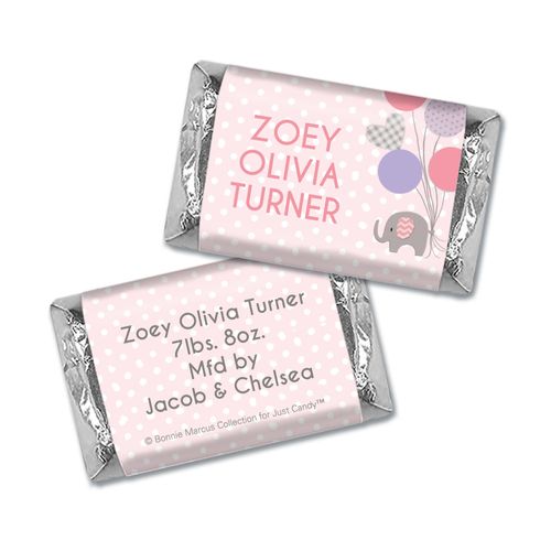 Bonnie Marcus Collection Personalized Hershey's Miniature Baby Elephants Girl Birth Announcement