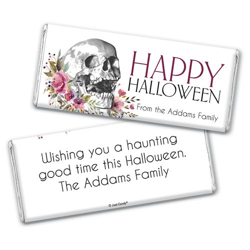 Personalized Halloween Floral Skull Chocolate Bar & Wrapper