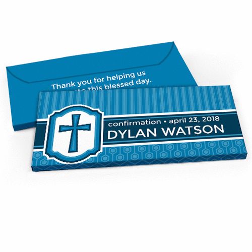 Deluxe Personalized Framed Cross Confirmation Candy Bar Favor Box